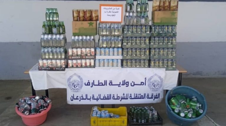شرطة الطارف : توقيف شخص وضبط 647 وحدة من المشروبات الكحولية