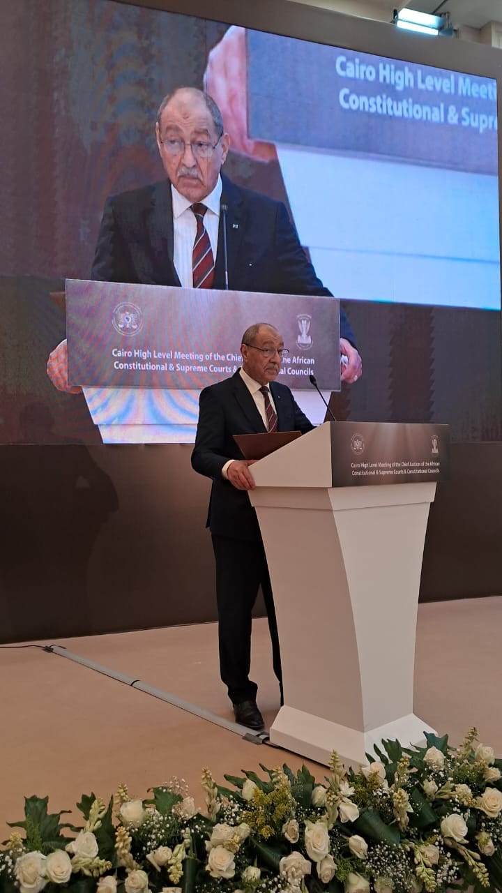 مداخلة رئيس المحكمة الدّستورية في اجتماع رؤساء المحاكم الدستورية الإفريقية بالقاهرة
