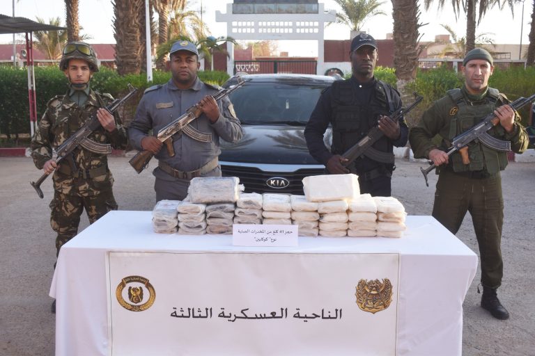 حجز 41 كيلوغرام من الكوكايين بأدرار بالناحية العسكرية الثالثة