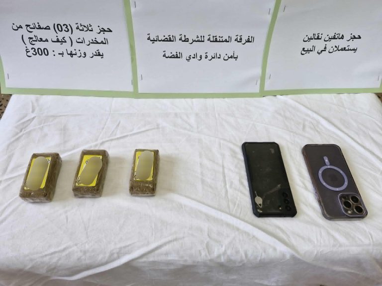 الشلف : الإطاحة بمروجين للمخدرات الصلبة وحجز 3 صفائح من الكيف المعالج