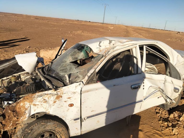 إصابة 4 أشخاص في حادث مرور بالطريق الوطني رقم 118 بولاية تيميمون