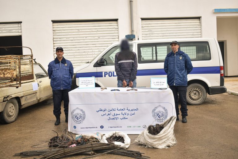 أمن ولاية سوق أهراس يحجز 10 قناطير من الكوابل النحاسية ويوقف مشتبه فيه