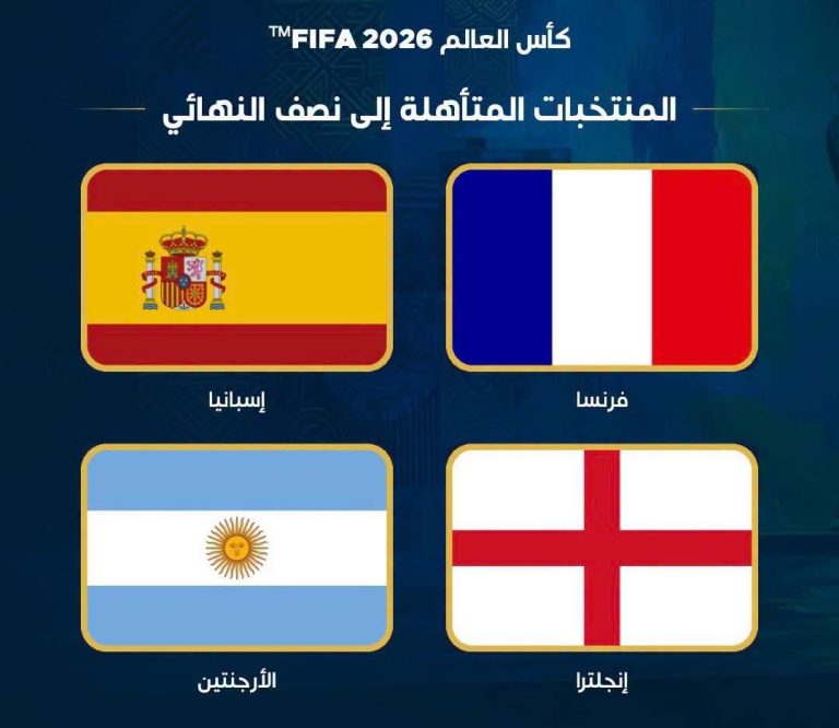 مونديال_2026  اكتمال عقد المربع الذهبي.. إسبانيا وفرنسا والأرجنتين وإنجلترا تتأهل إلى النصف النهائي